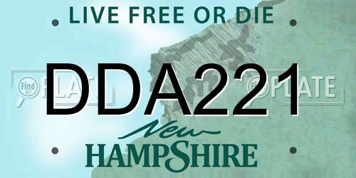 DDA221 New Hampshire License Plate