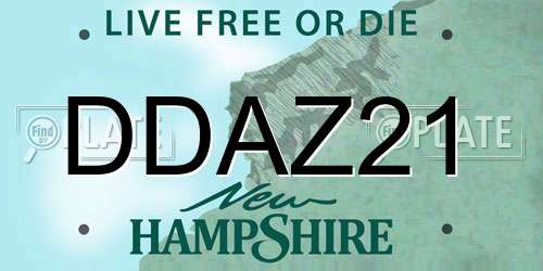 DDAZ21 New Hampshire License Plate