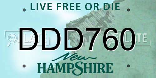 DDD760 New Hampshire License Plate