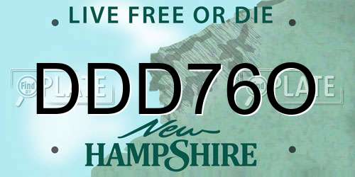 DDD76O New Hampshire License Plate