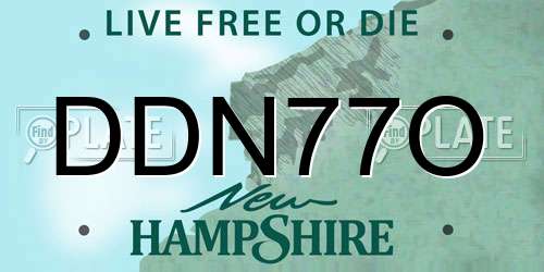 DDN77O New Hampshire License Plate