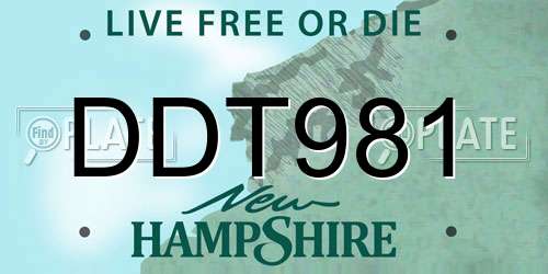DDT981 New Hampshire License Plate