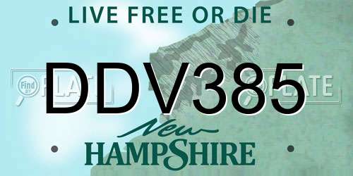 DDV385 New Hampshire License Plate