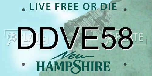 DDVE58 New Hampshire License Plate