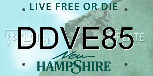 DDVE85 New Hampshire License Plate