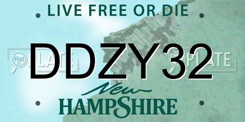 DDZY32 New Hampshire License Plate