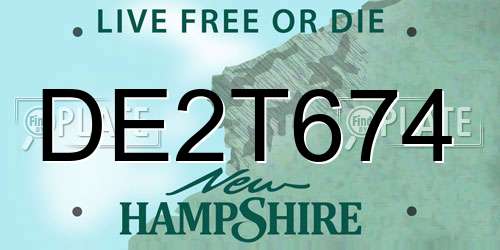 DE2T674 New Hampshire License Plate