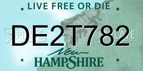 DE2T782 New Hampshire License Plate
