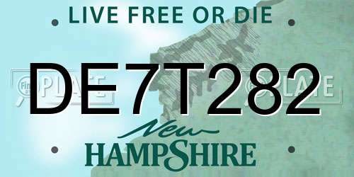 DE7T282 New Hampshire License Plate