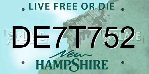 DE7T752 New Hampshire License Plate