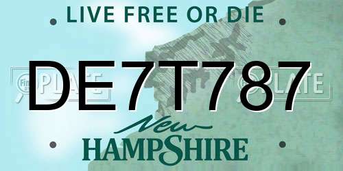 DE7T787 New Hampshire License Plate