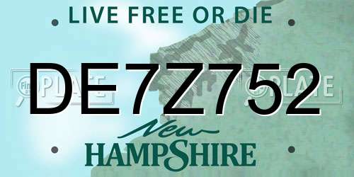 DE7Z752 New Hampshire License Plate