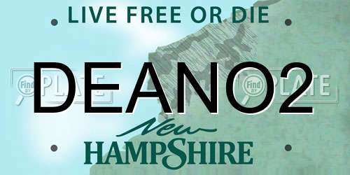 DEANO2 New Hampshire License Plate
