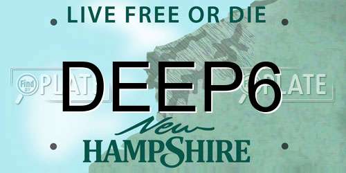 DEEP6 New Hampshire License Plate