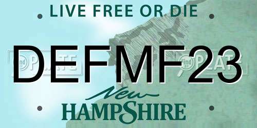 DEFMF23 New Hampshire License Plate