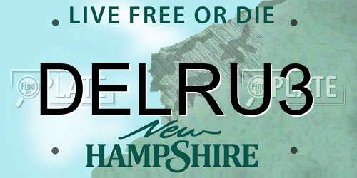 DELRU3 New Hampshire License Plate