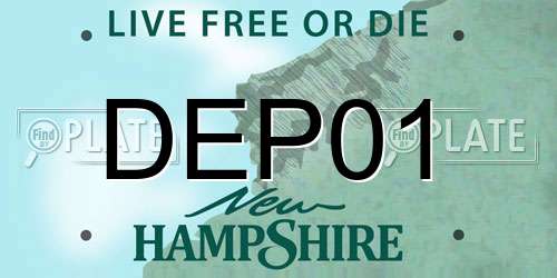 DEP01 New Hampshire License Plate