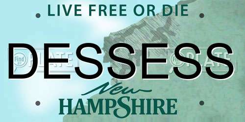 DESSESS New Hampshire License Plate
