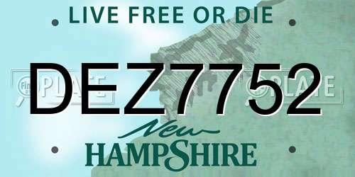 DEZ7752 New Hampshire License Plate