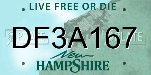 DF3A167 New Hampshire License Plate