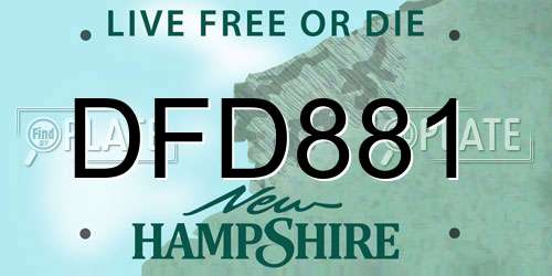DFD881 New Hampshire License Plate
