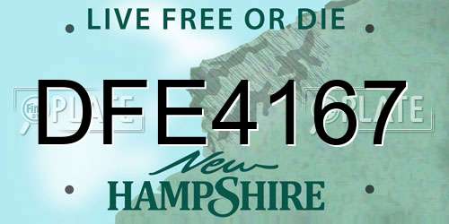 DFE4167 New Hampshire License Plate