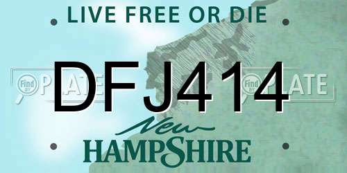 DFJ414 New Hampshire License Plate