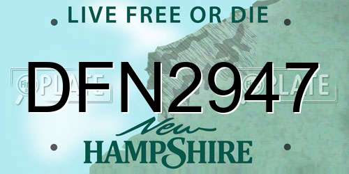 DFN2947 New Hampshire License Plate