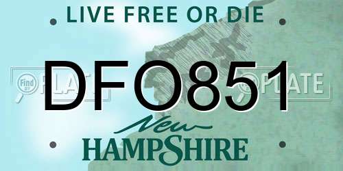 DFO851 New Hampshire License Plate