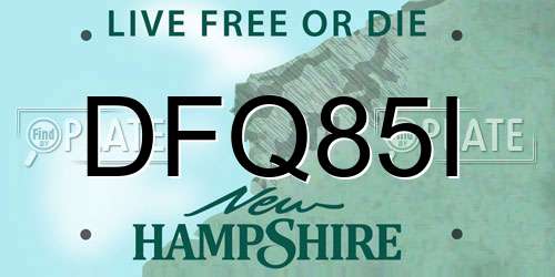 DFQ85I New Hampshire License Plate