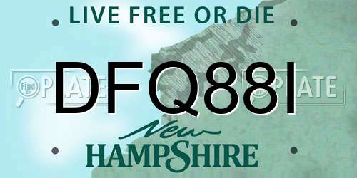 DFQ88I New Hampshire License Plate