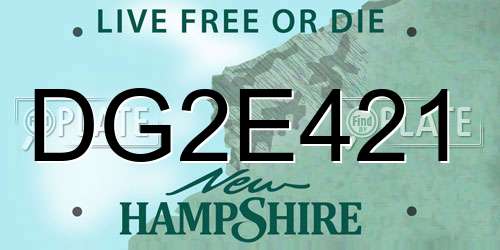 DG2E421 New Hampshire License Plate