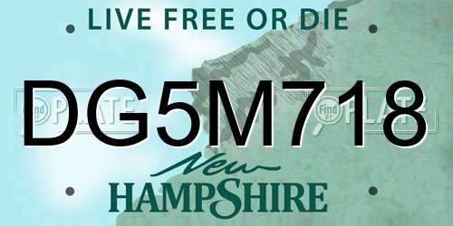 DG5M718 New Hampshire License Plate