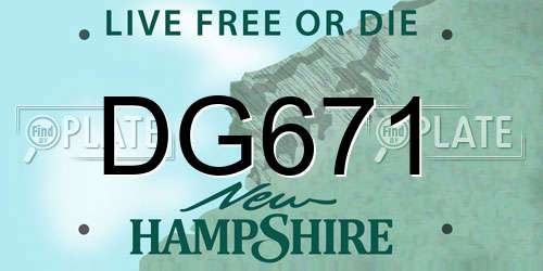 DG671 New Hampshire License Plate