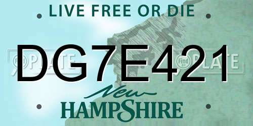 DG7E421 New Hampshire License Plate