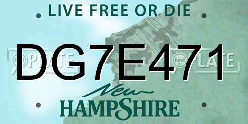 DG7E471 New Hampshire License Plate