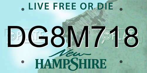 DG8M718 New Hampshire License Plate