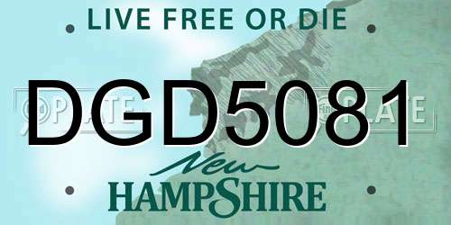 DGD5081 New Hampshire License Plate
