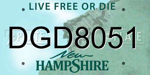 DGD8051 New Hampshire License Plate