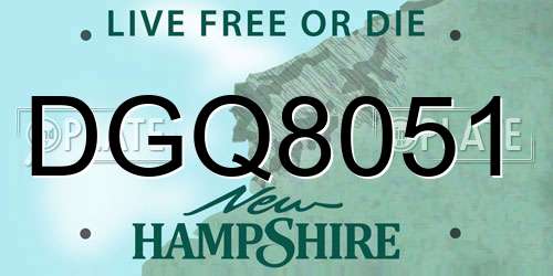 DGQ8051 New Hampshire License Plate