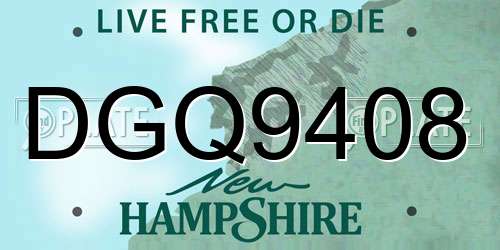 DGQ9408 New Hampshire License Plate