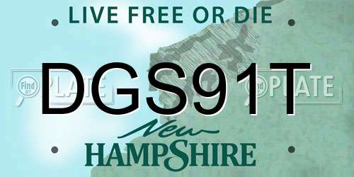 DGS91T New Hampshire License Plate