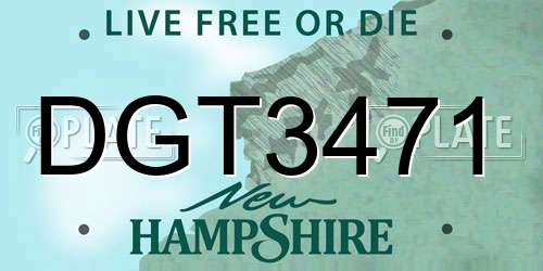 DGT3471 New Hampshire License Plate