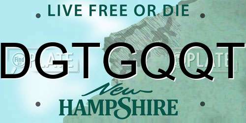 DGTGQQT New Hampshire License Plate