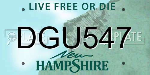 DGU547 New Hampshire License Plate