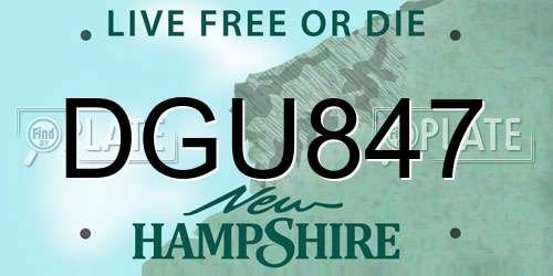 DGU847 New Hampshire License Plate