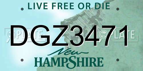 DGZ3471 New Hampshire License Plate