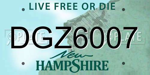 DGZ6007 New Hampshire License Plate
