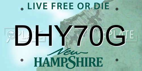 DHY70G New Hampshire License Plate