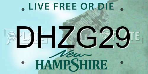 DHZG29 New Hampshire License Plate